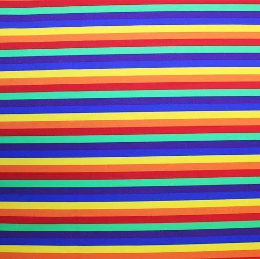 Rainbow Stripes Printed Spandex | Blue Moon Fabrics