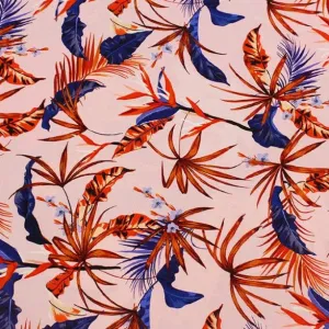 Red Fan Palms Printed Spandex | Blue Moon Fabrics