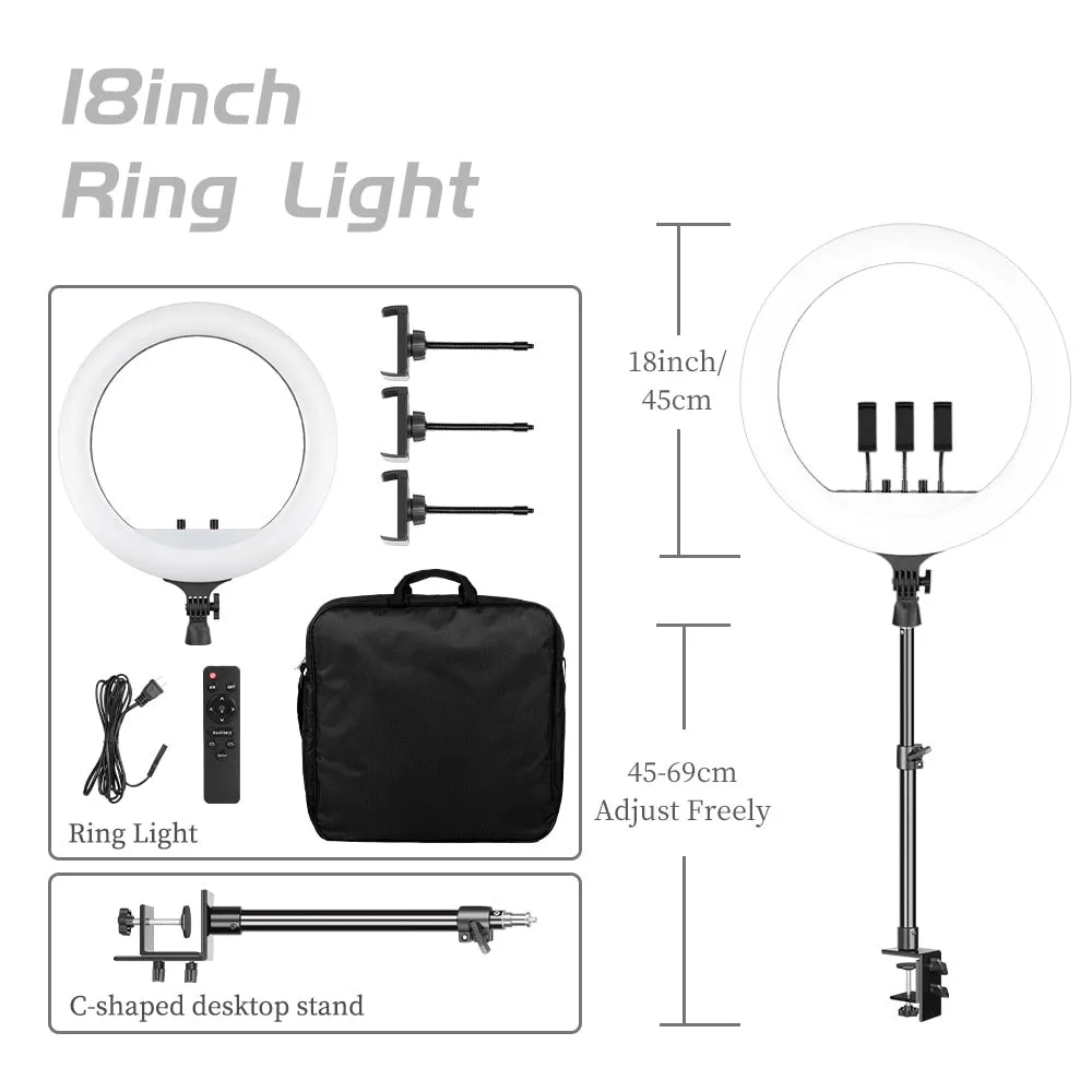 Remote Control 18" Large Selfie Ring Light