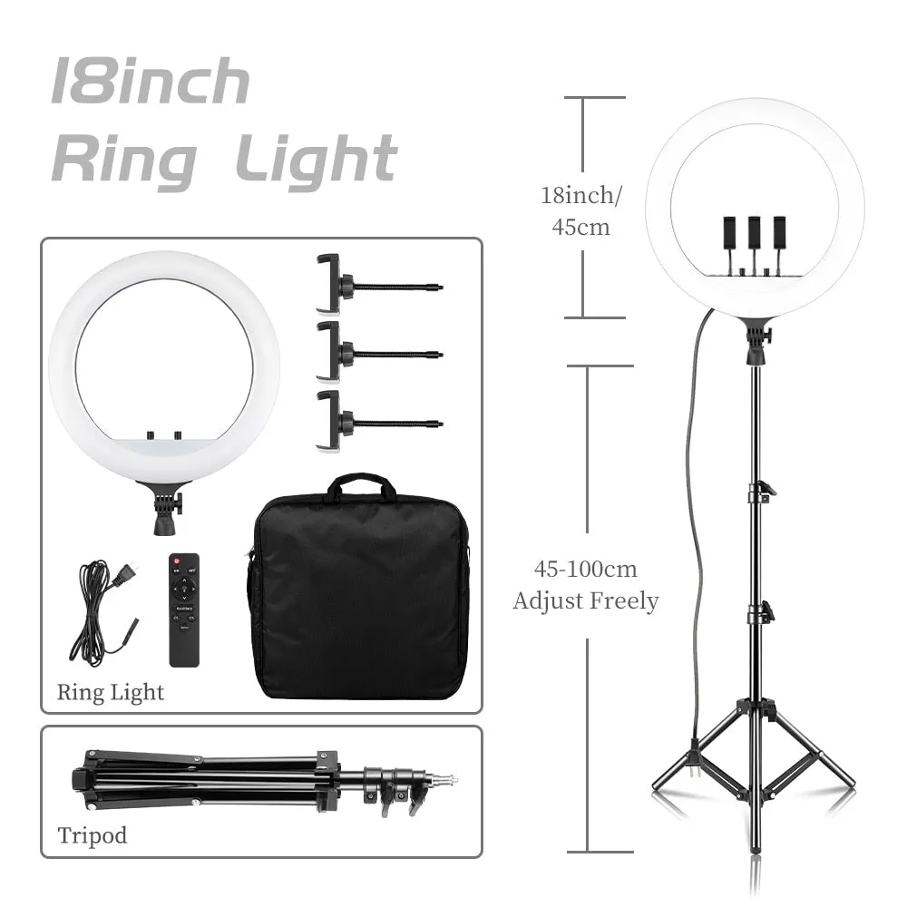 Remote Control 18" Large Selfie Ring Light