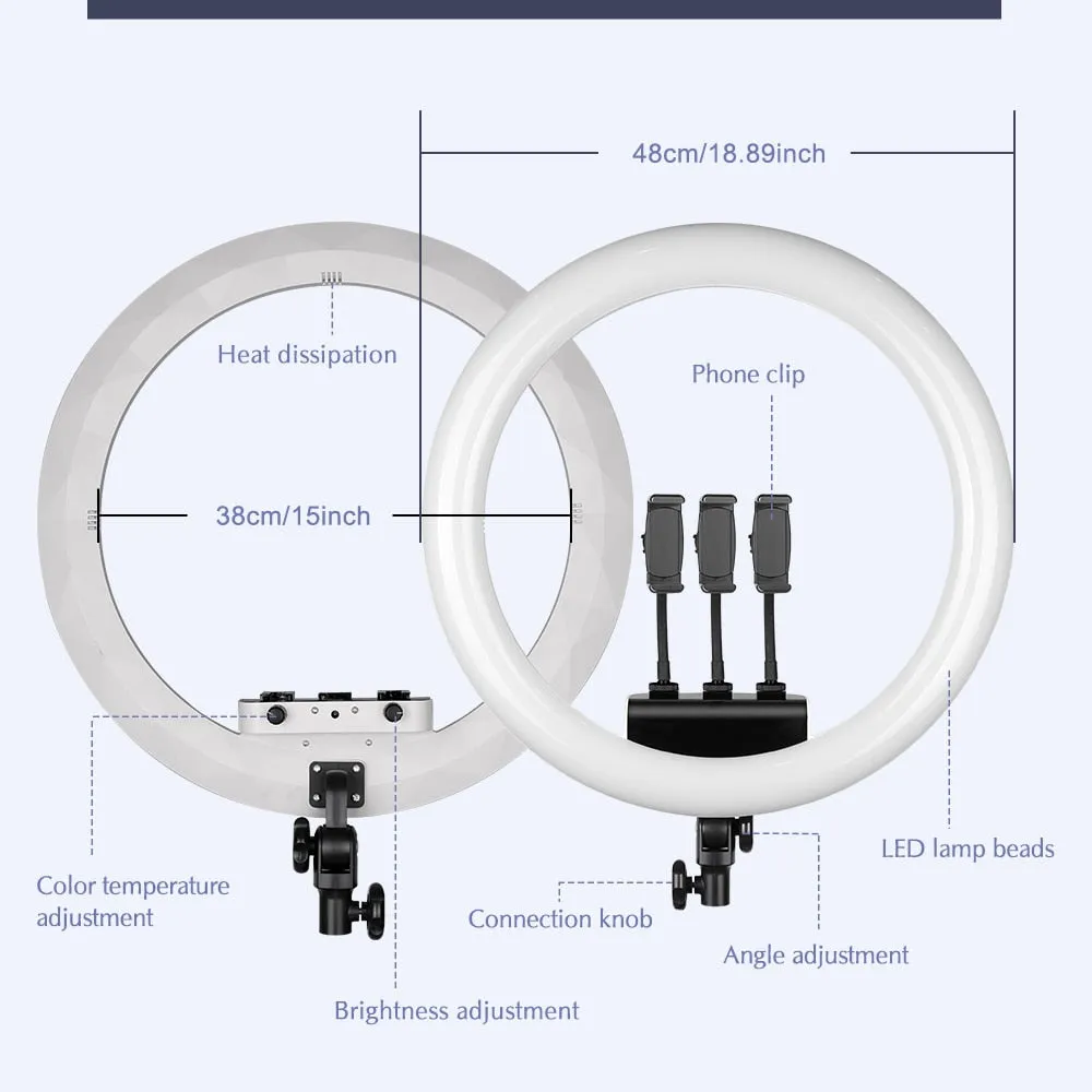 Remote Control 18" Large Selfie Ring Light