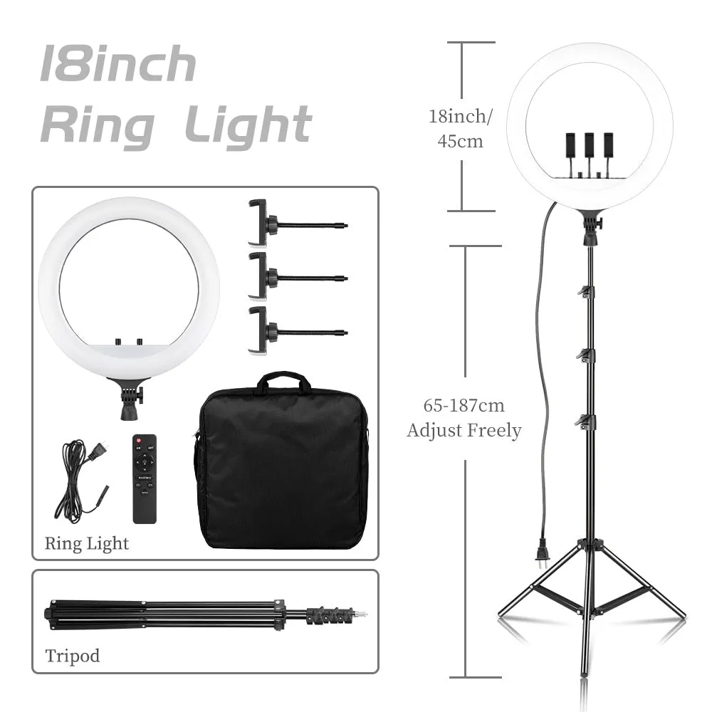 Remote Control 18" Large Selfie Ring Light