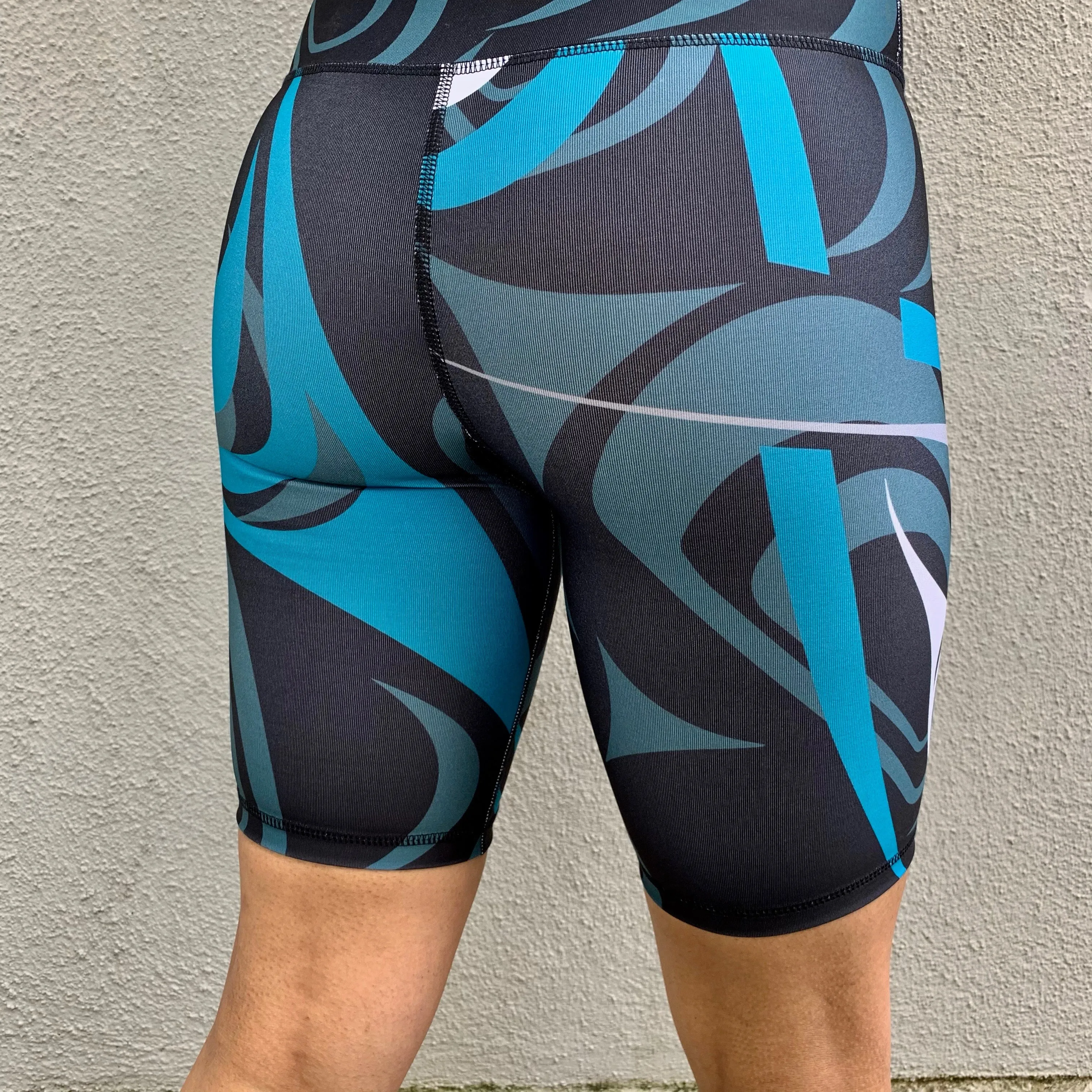 Sacred Salish Motion (Blk/Turq) - Bike Short