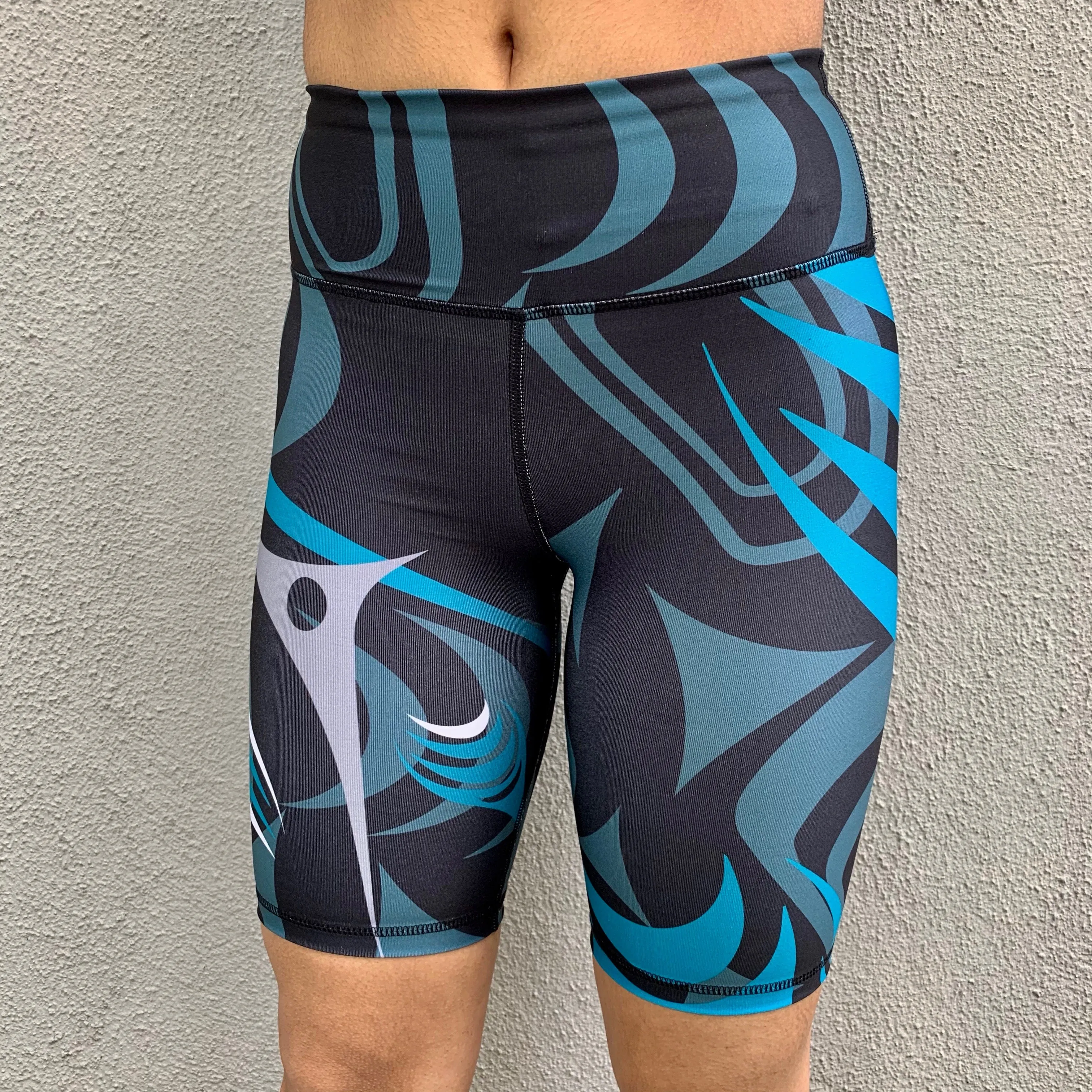 Sacred Salish Motion (Blk/Turq) - Bike Short