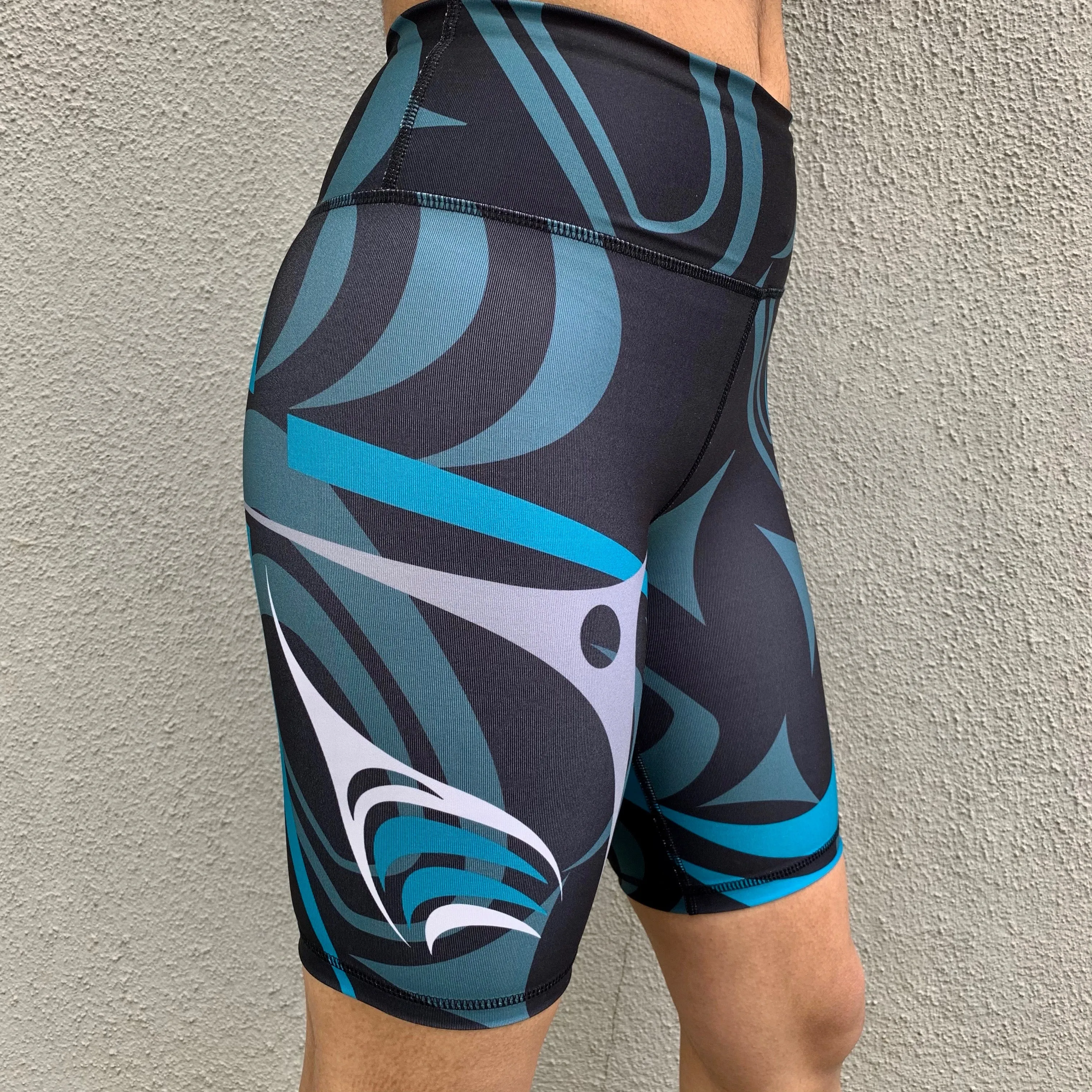 Sacred Salish Motion (Blk/Turq) - Bike Short