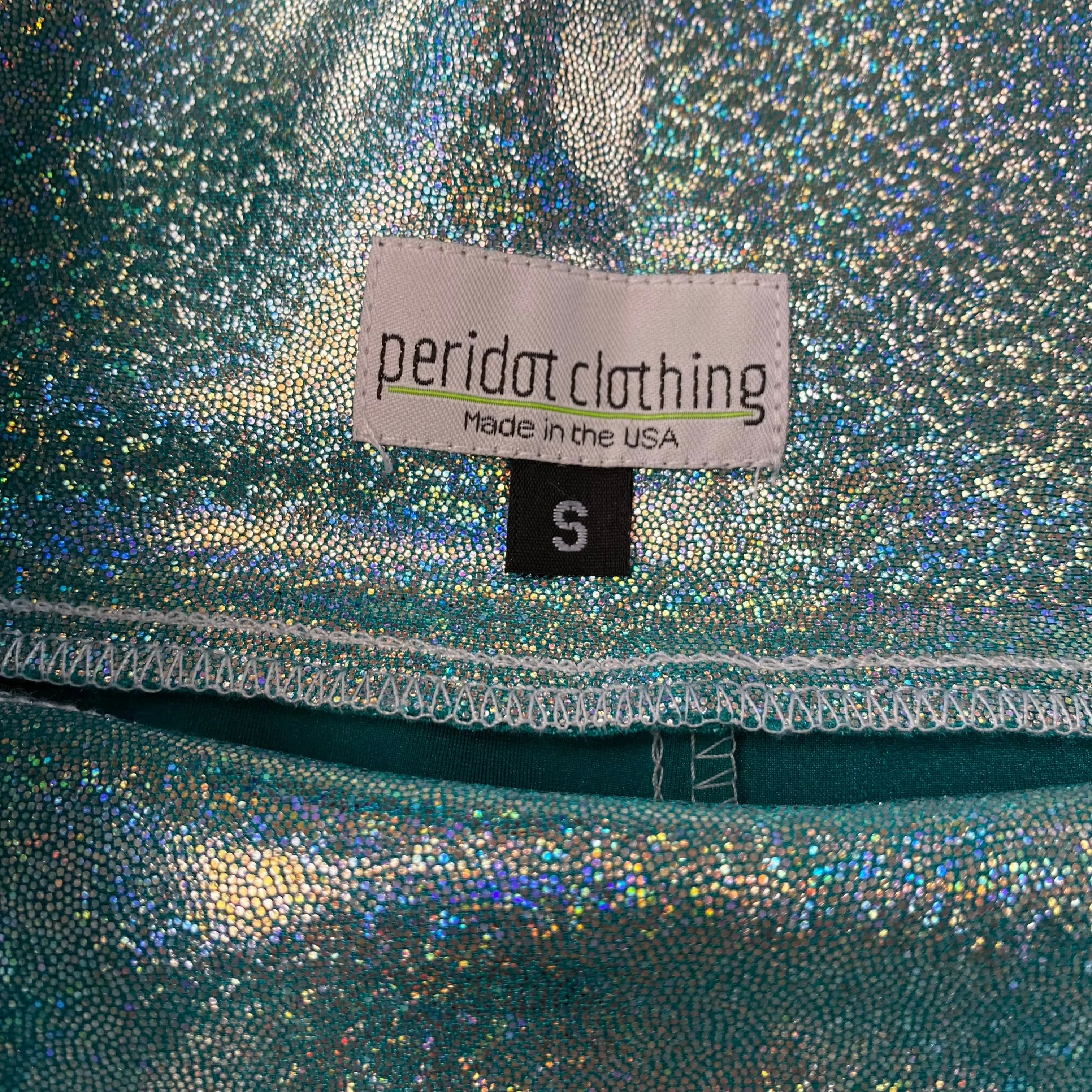 SALE - High Waist Booty Shorts - Jade Blue Holographic