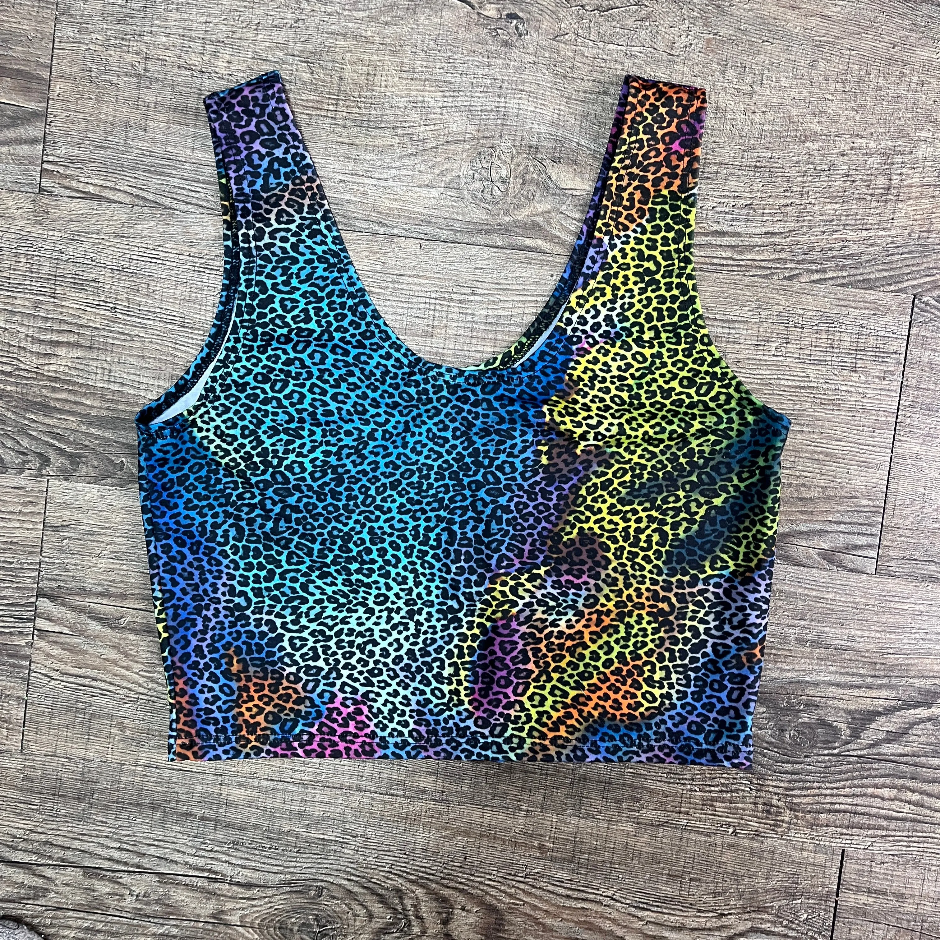 SALE - Rainbow Leopard Crop Top Tank