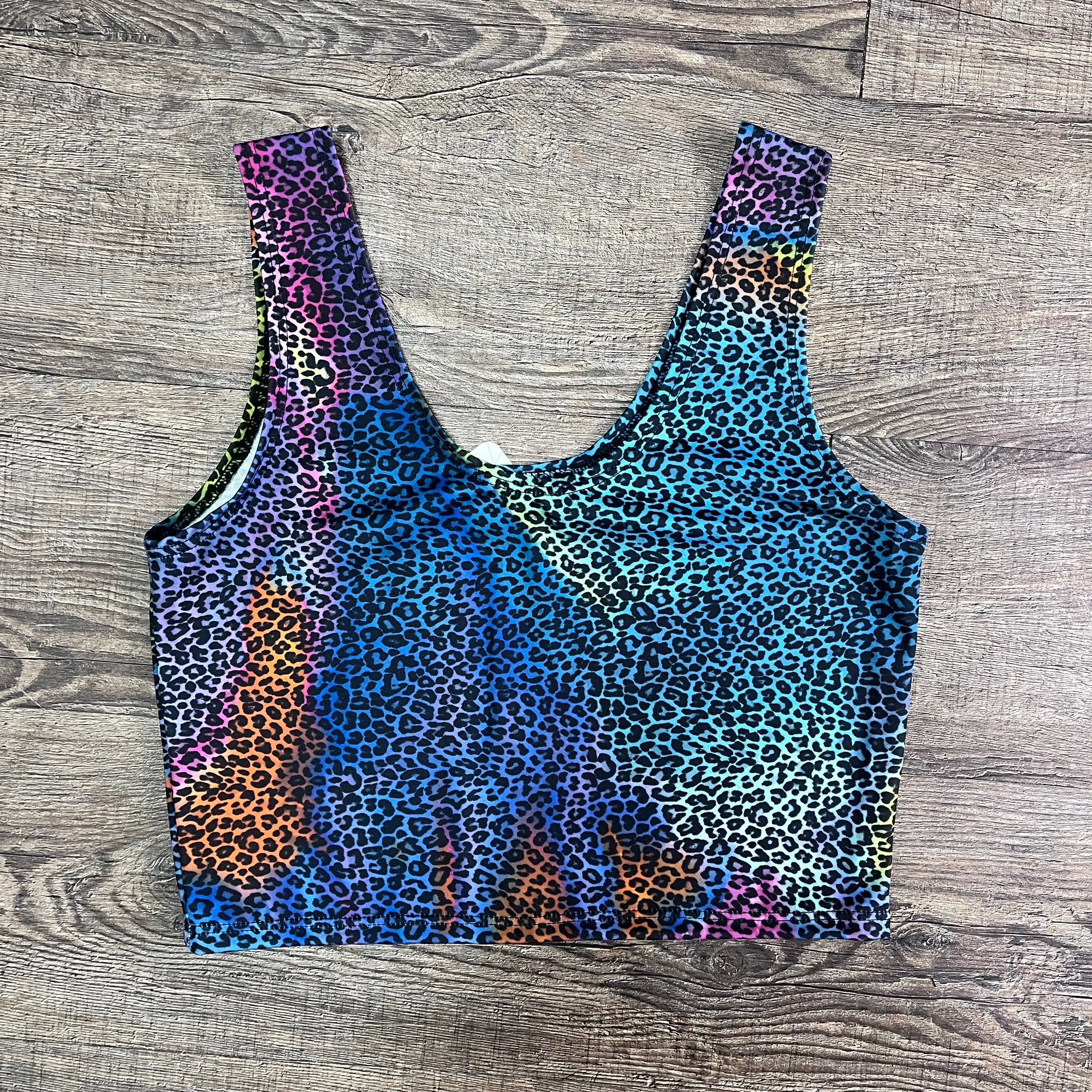 SALE - Rainbow Leopard Crop Top Tank