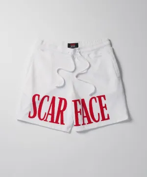 Scarface Fleece Glitter Sugar Print Shorts - White