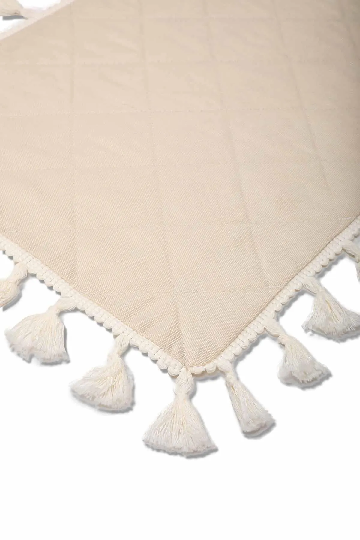 Set of 2 Washable Wipeable Placemats Polyester Table Mats Fringed Place mats Easy to Clean for Dining Table Set with Tassel,A-3