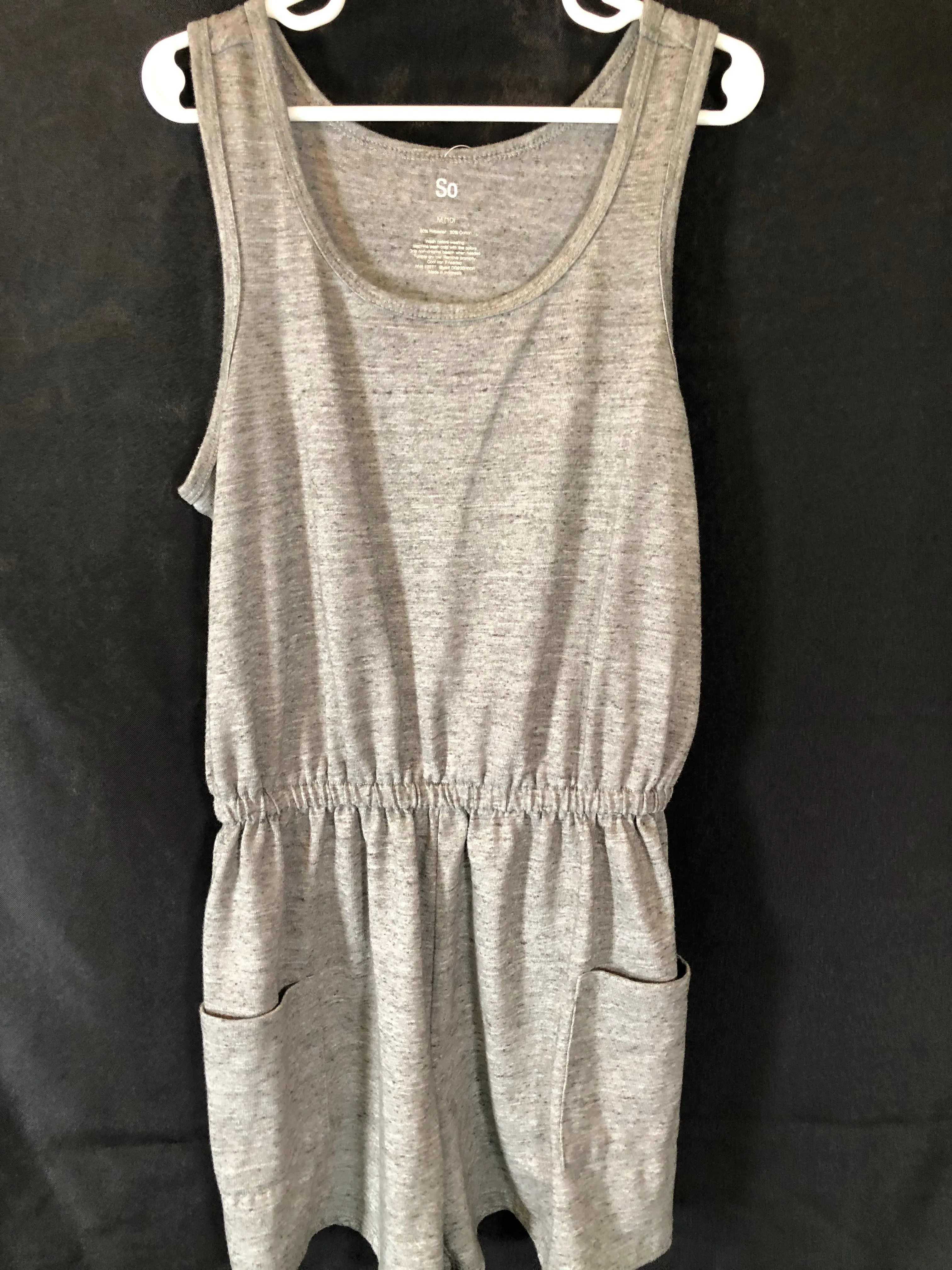 SO Grey Romper Tank Top w/pockets Girls size 10