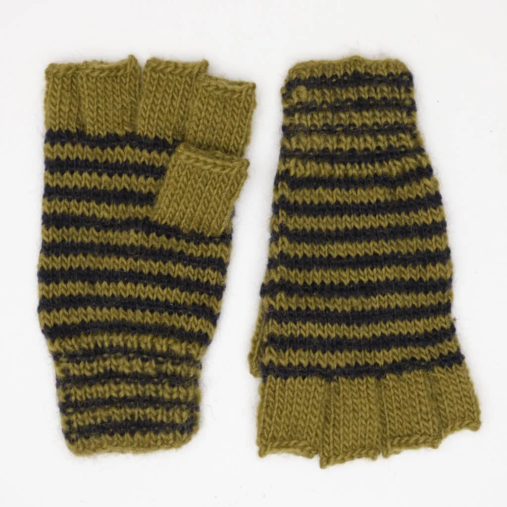 Striped Hand knitted Wool Mittens