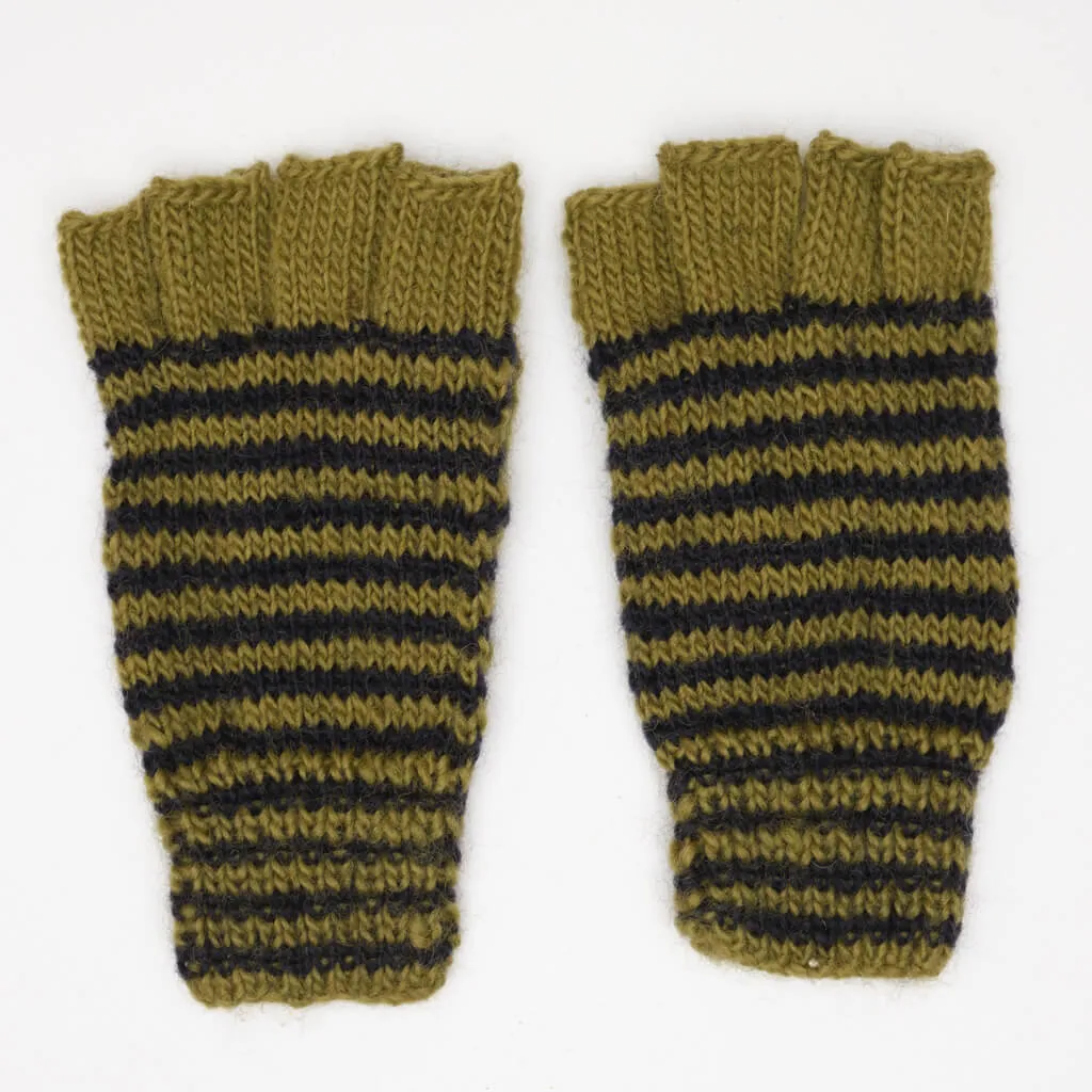 Striped Hand knitted Wool Mittens