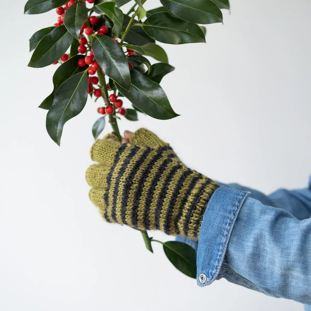 Striped Hand knitted Wool Mittens