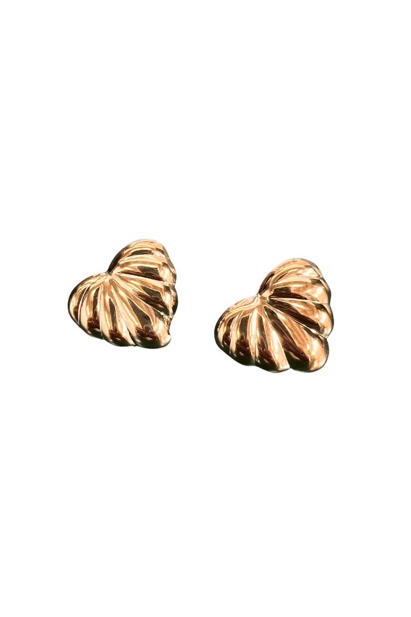 Striped Heart Stud Earrings