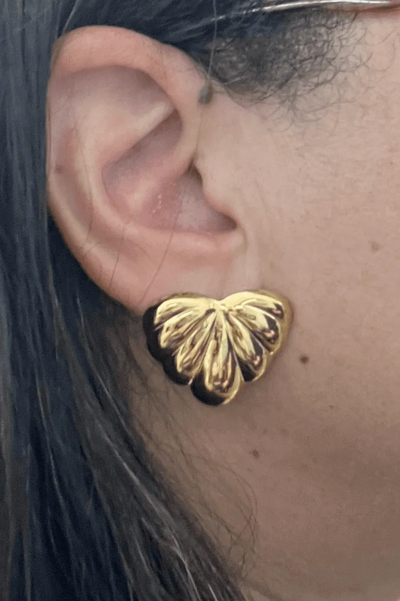 Striped Heart Stud Earrings