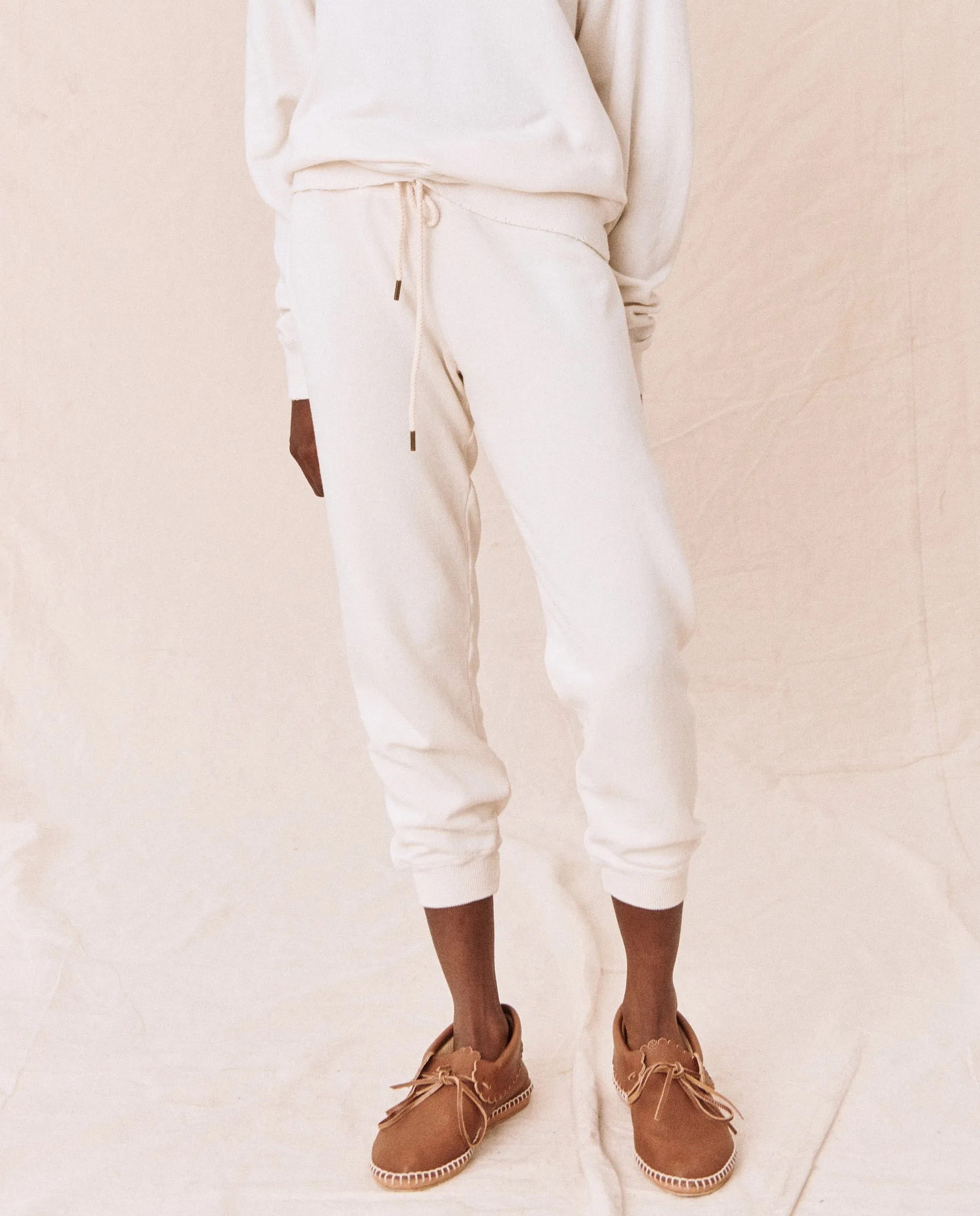 The Cropped Sweatpant. Solid -- Washed White