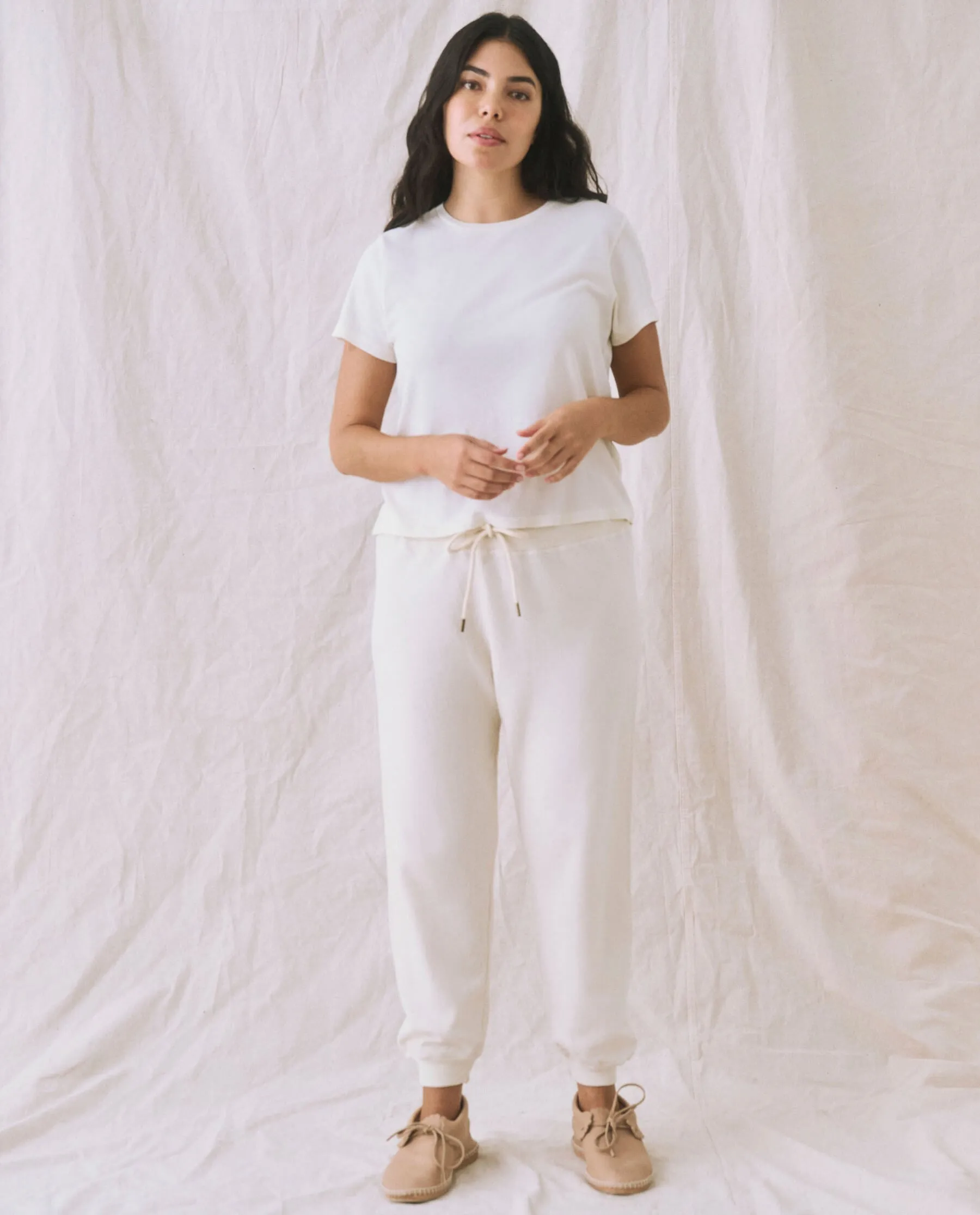 The Cropped Sweatpant. Solid -- Washed White