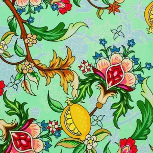 Vines and Lemons Printed Spandex | Blue Moon Fabrics