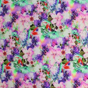 Wild Tropical Flowers Printed Spandex | Blue Moon Fabrics