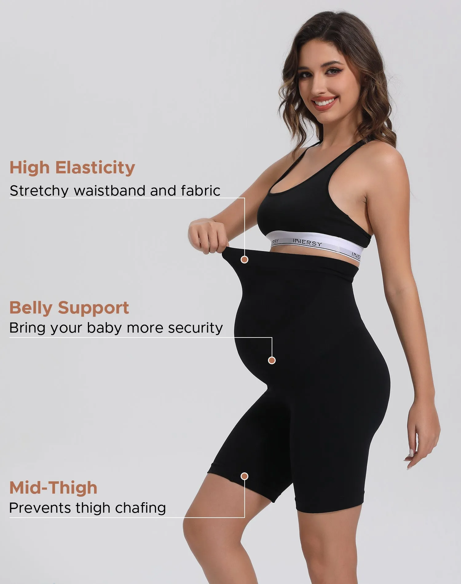 Women's Maternity Shorts Pregnancy Biker Shorts for Under Dresses