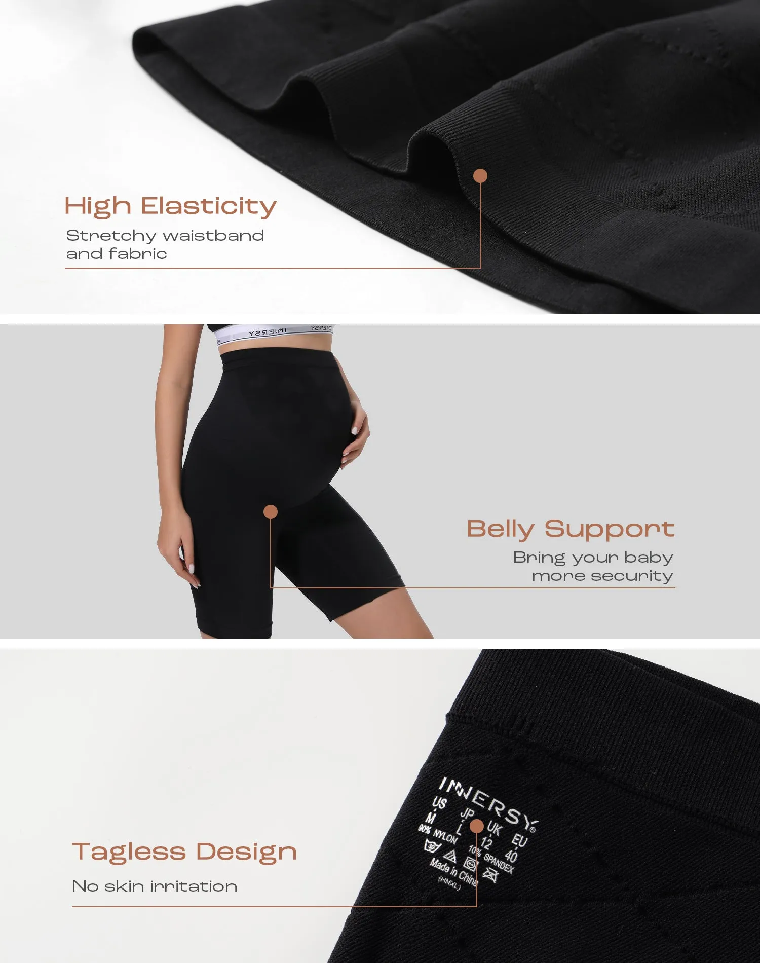 Women's Maternity Shorts Pregnancy Biker Shorts for Under Dresses